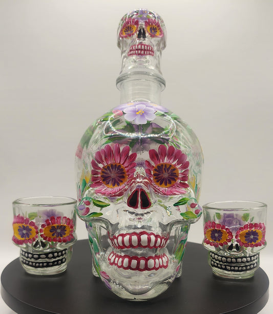 Fresh bouquet Skull Decanter Set