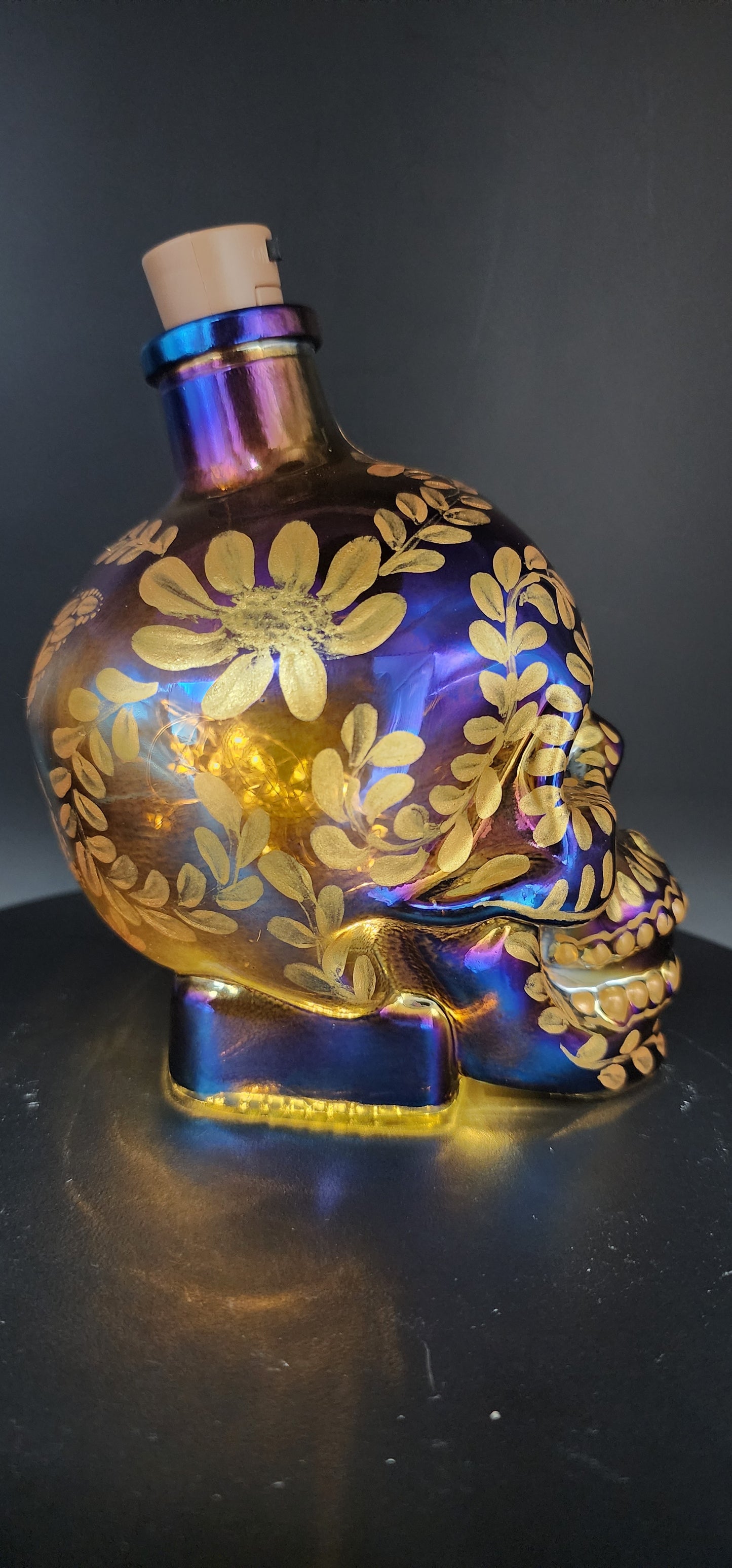 Decorative Purple Iridescent Glass Skull