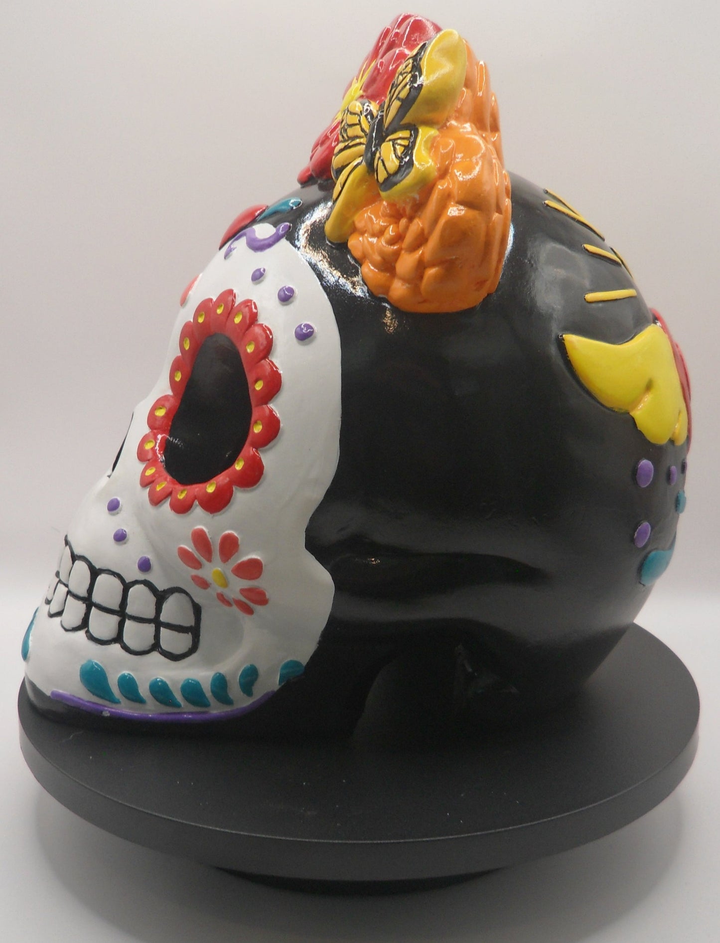 La Catrina Skull with Butterfly on Flower Crown