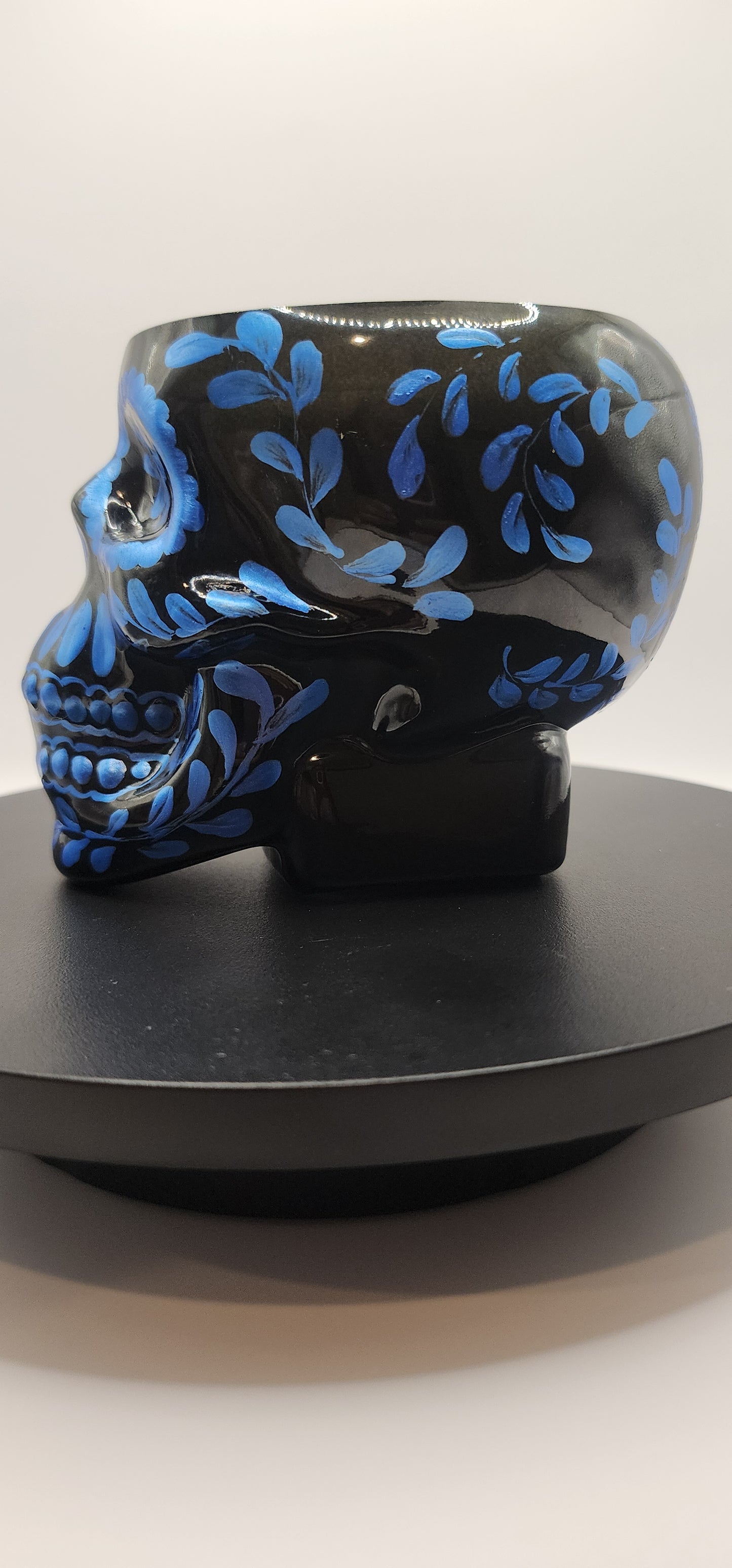 Black Glass Skull Candle