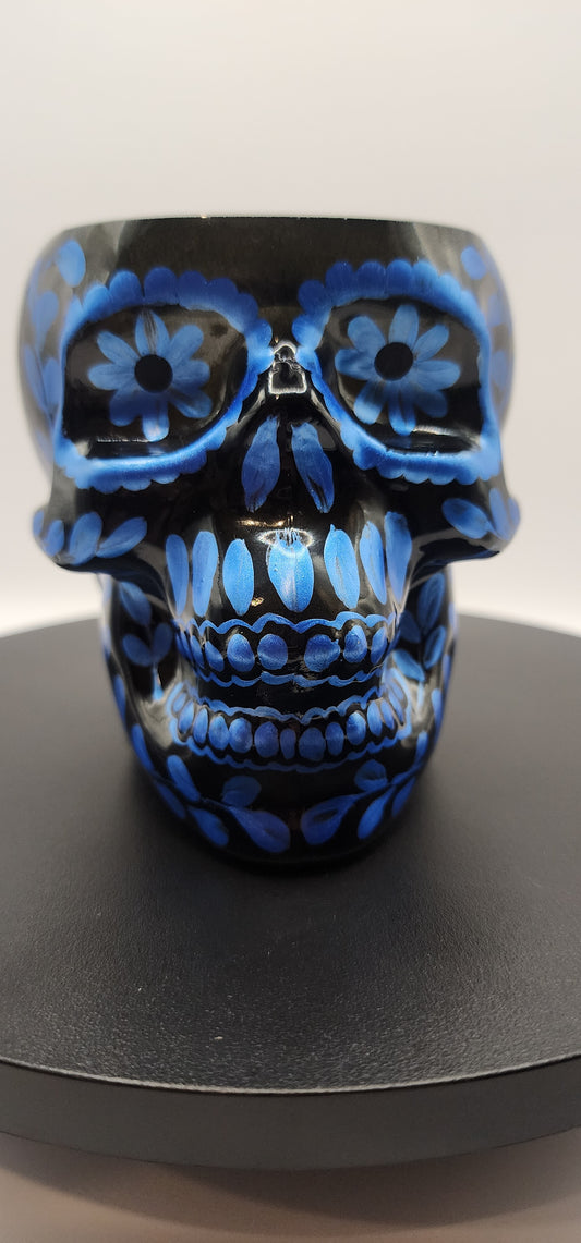 Black Glass Skull Candle