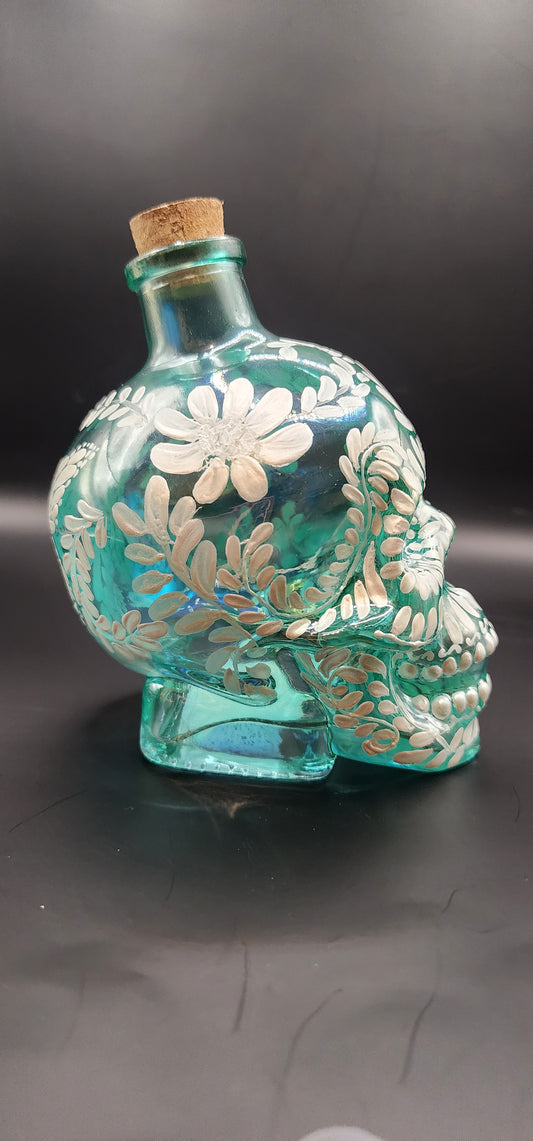 Decorative Sea Green Iridescent Glass Skull