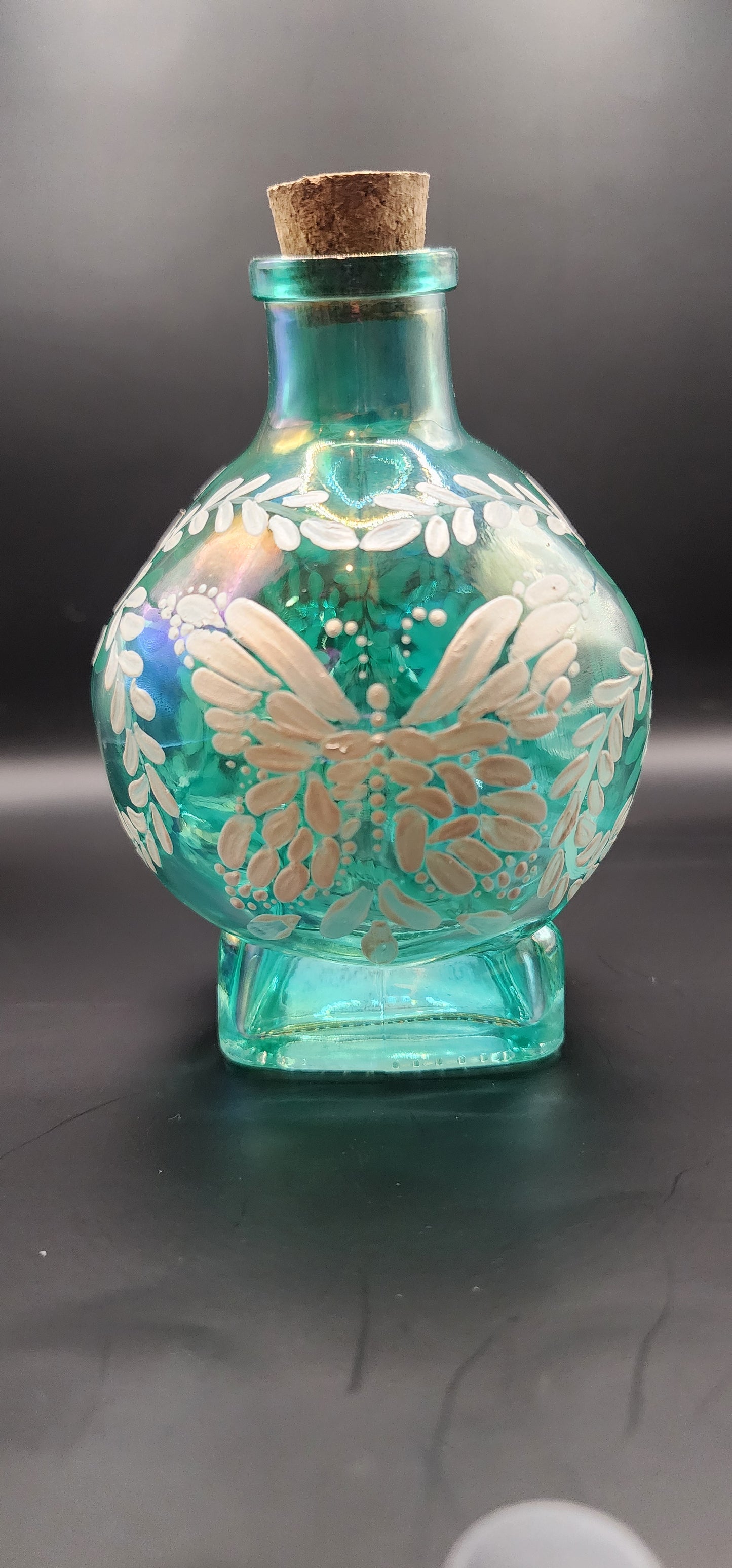 Decorative Sea Green Iridescent Glass Skull