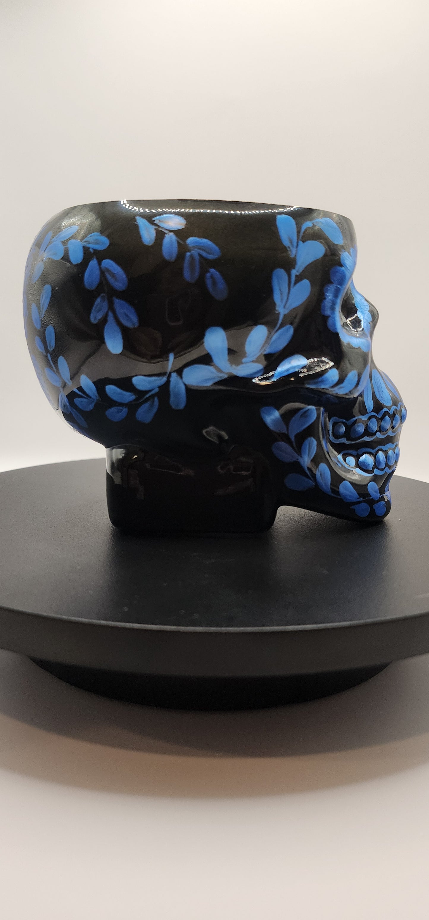 Black Glass Skull Candle